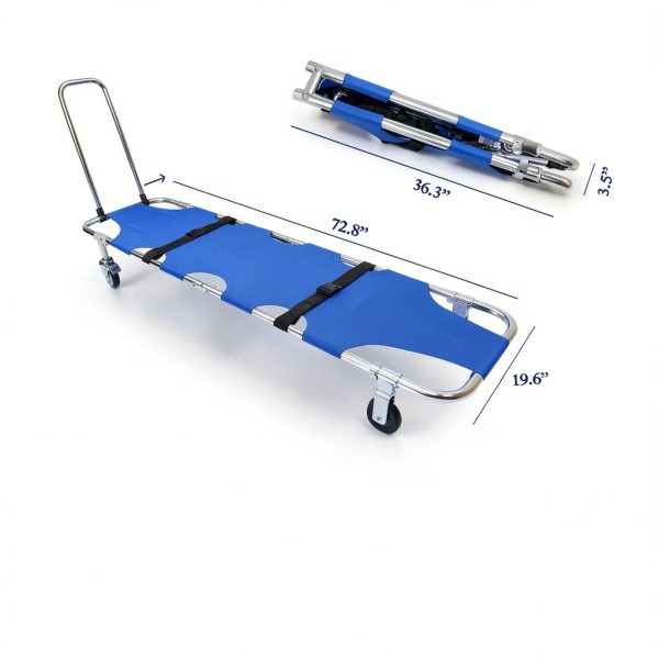 JJFFTAO Rescue Stretcher Aluminum 4‑Wheel Foldable Gurney 350 lb-1