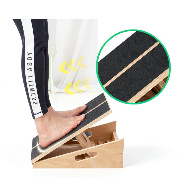 Professional Slant Board ANSERSTO Calf Stretcher Natural Wood 5‑Angle-3