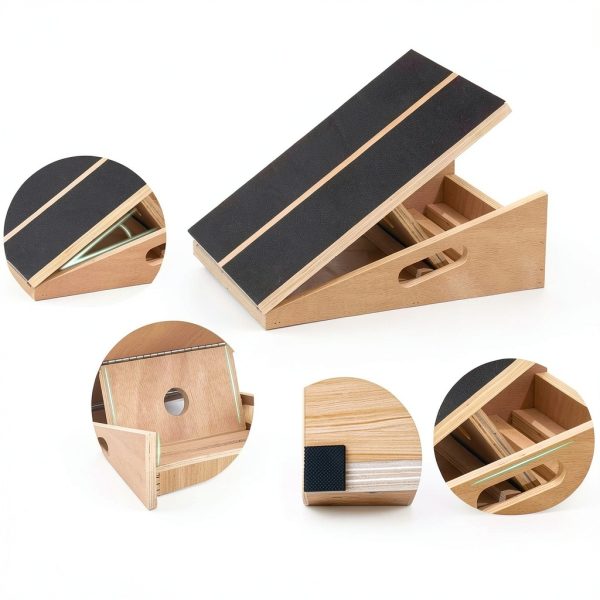 Professional Slant Board ANSERSTO Calf Stretcher Natural Wood 5‑Angle-1