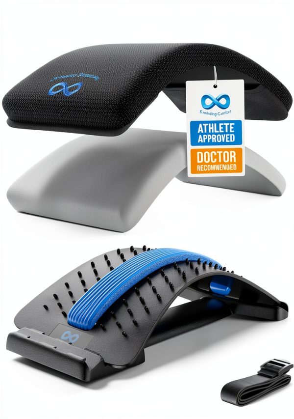 Everlasting Comfort Lumbar Support Board Back Stretcher for Lower Pain Relief - Adjustable Spine Decompression with 88 Acupressure Nodes - Back Cracking Device with Chair Strap for Posture Correction-0
